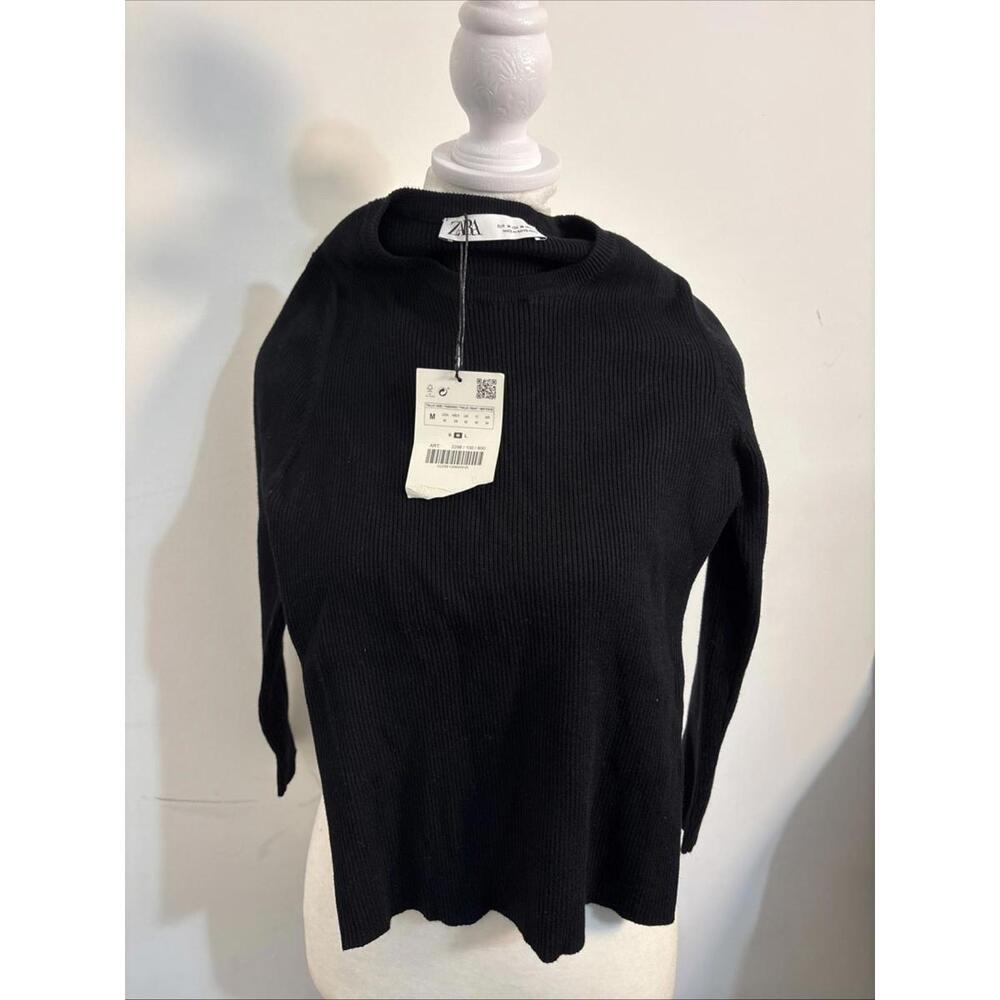 NWT Zara Blk Rib Knit Sweater Medium Warm Stretchy